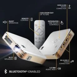 Kodak - Luma 400 Portable HD Smart Pico Projector, Wi-Fi, Bluetooth, HDMI & USB Small Mini Home Theater System Up To 150” - White -Epic Pixels 12ace2c6 bf3f 5ed7 94ee 3346c1144350