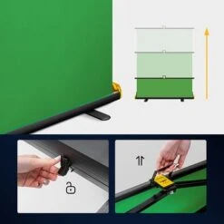 Kodak - Portable Green Screen, Chroma Key Backdrop & Built-in Stand For Video & Photo Shoots, Auto Lock Frame. - Black/Green -Epic Pixels 1cdac4d6 fbd8 526f 81d7 fac86cb73030