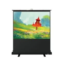 Kodak - 60" Projector Screen, Pull Up Projector Screen And Stand, Portable Projector Screen With Handle And Carrying Case - Black/White
