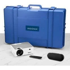 Insignia™ - Complete Outdoor Projector Kit With 91” Folding Screen, Projector, And Speaker - White -Epic Pixels 470fcc98 7544 58cf a958 863155e097ce