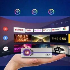 AAXA - P8 Smart Mini DLP Projector, Android 10.0, WiFi, Bluetooth, Wireless Mirroring, Streaming Apps, HDMI USB-C Inputs - Gray -Epic Pixels 6be03055 0a69 5e48 ac62 bc8d6b84ae26