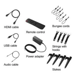 Insignia™ - Complete Outdoor Projector Kit With 91” Folding Screen, Projector, And Speaker - White -Epic Pixels 92884474 0595 54b7 8858 92a03ae295c0