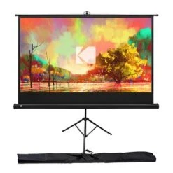 Kodak - 60 In. Portable Projector Screen, Adjustable Projection Screen With Tripod Stand & Carry Bag - White