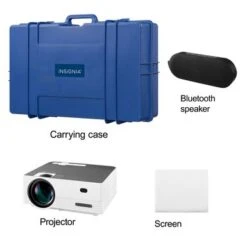 Insignia™ - Complete Outdoor Projector Kit With 91” Folding Screen, Projector, And Speaker - White -Epic Pixels cdbd6e38 2b4e 5977 8d39 ee3ca61df7bf