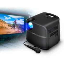 ION Audio - Projector Deluxe HD Battery/AC Powered 720P HD LED Bluetooth-Enabled Projector With Powerful Speaker - Black -Epic Pixels ce85af21 024c 5441 ac0b eb2005891789