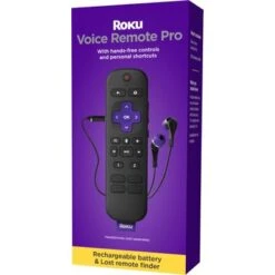 Voice Remote Pro – Rechargeable Remote With TV Controls For Roku Players, Roku TV, And Roku Streambars - Black